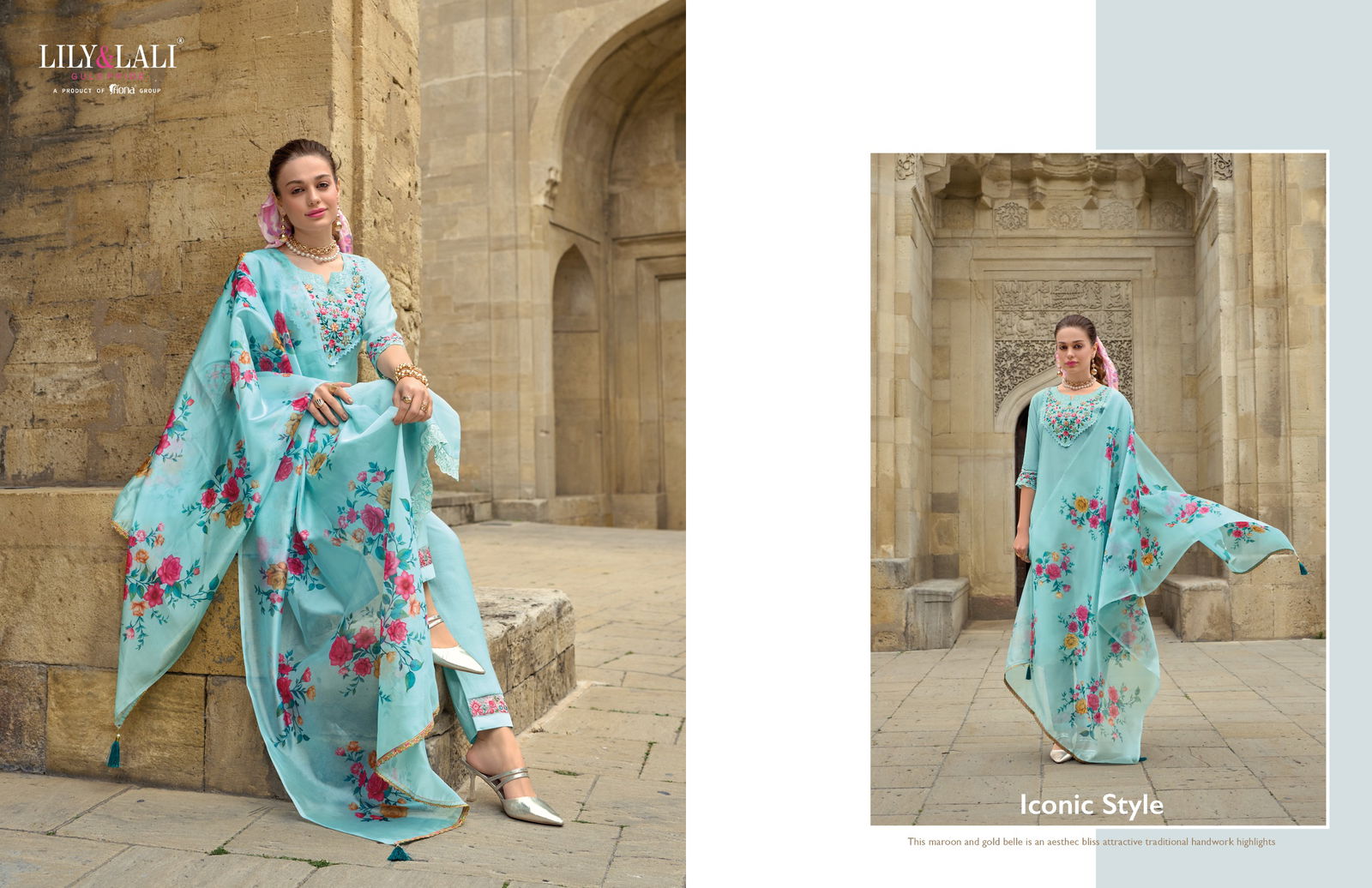 Mahra By Lily And Lali Embroidery Hand Work Designer Kurti With Bottom Dupatta Wholesalers In Delhi